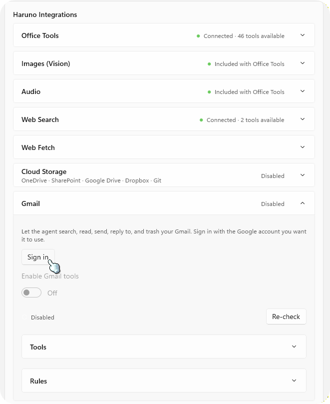 A connector selected in Haruno